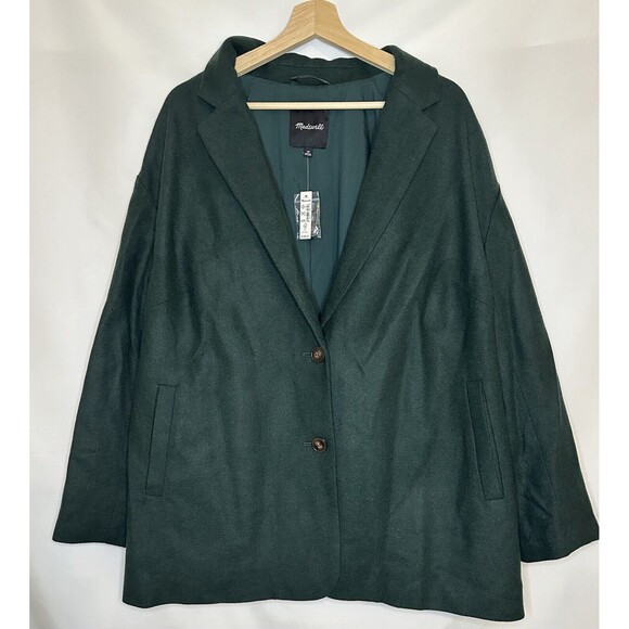 MADEWELL Oversized Green Brushed Dorset Blazer Wool Blend Women's Plus 2X NWT - Picture 2 of 11